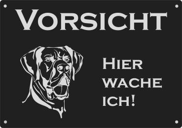 Aluminium Warnschild Deutsche Dogge VORSICHT Hier wache ich!